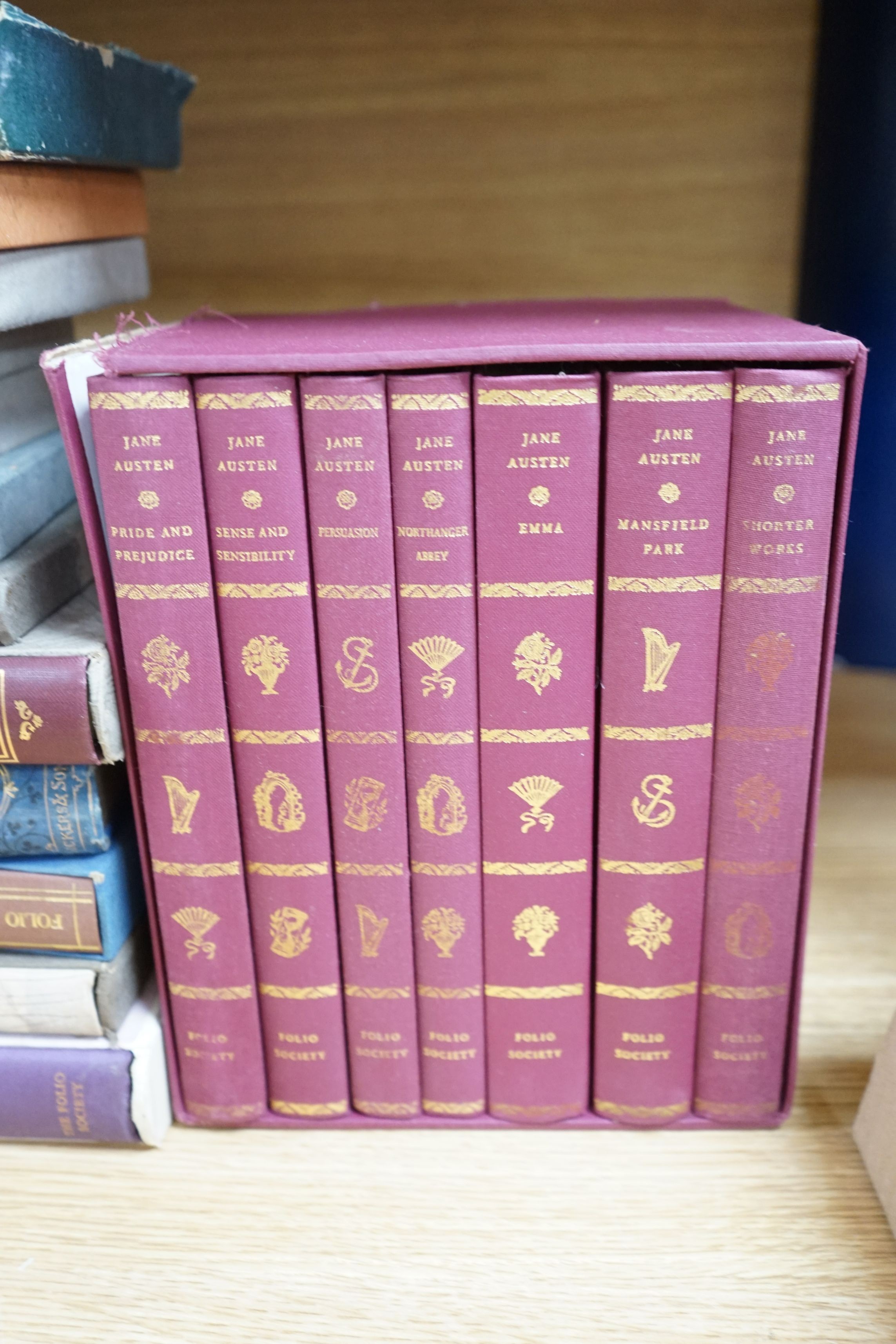 Miscellaneous Books - including Jane Austen, 7 vols. Folio Society boxed set (1975, illus. Joan Hassall); 15 other Folio Society vols., and others to include British War Relief Cookery Book (Philippines, 1941), 43 books